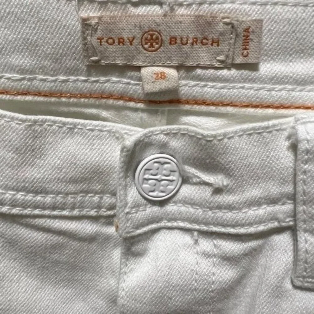 Tory Burch Classic Tory Boot White Bootcut Jeans Size 28